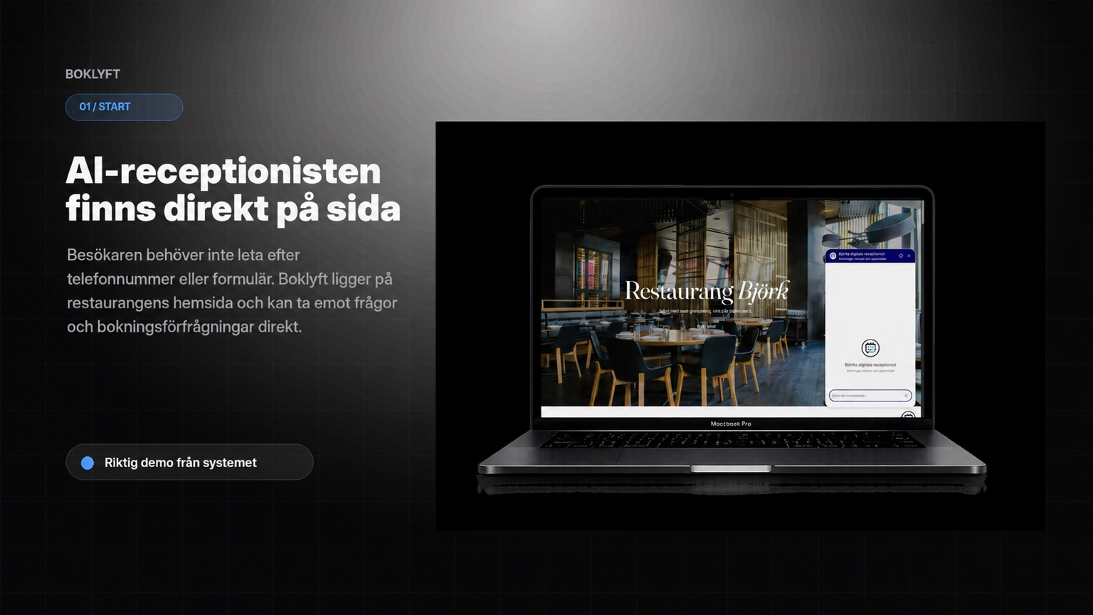 Boklyft steg 1: AI-receptionisten finns direkt på restaurangens hemsida